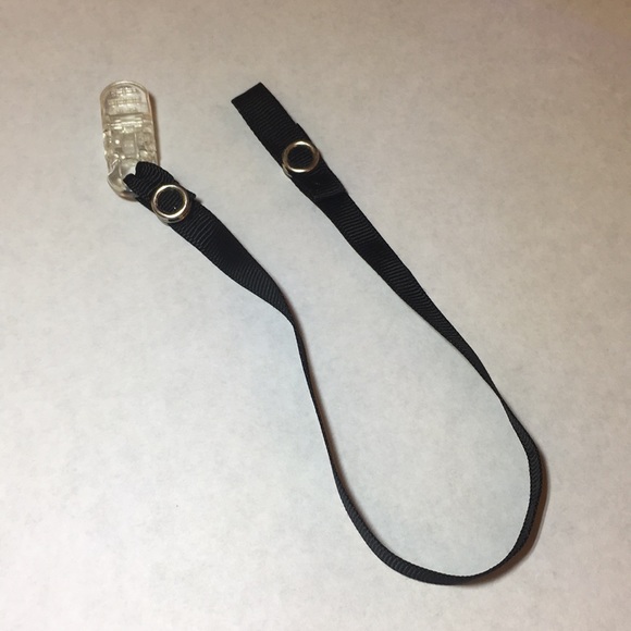 Black Clear Pacifier Leash String Strap Snap Clamp - Picture 2 of 6